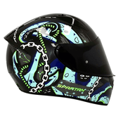 Casco Spartan Stinger Kraken Negro Azul Brillo